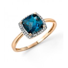 BLUE TOPAZ PAVED DIAMOND RING